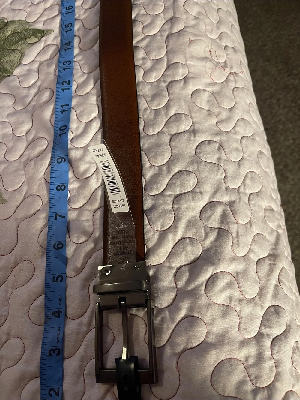 Men's Reversible Black/Brown Leather Belt with Polished Silver Buckle NWT